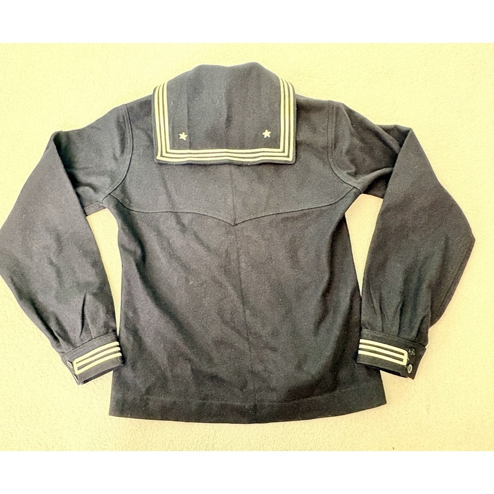 Vintage 60s US Navy USS Wasp Wool Jumper Shirt 38R Cracker Jack Sailor Uniform - Picture 6 of 9